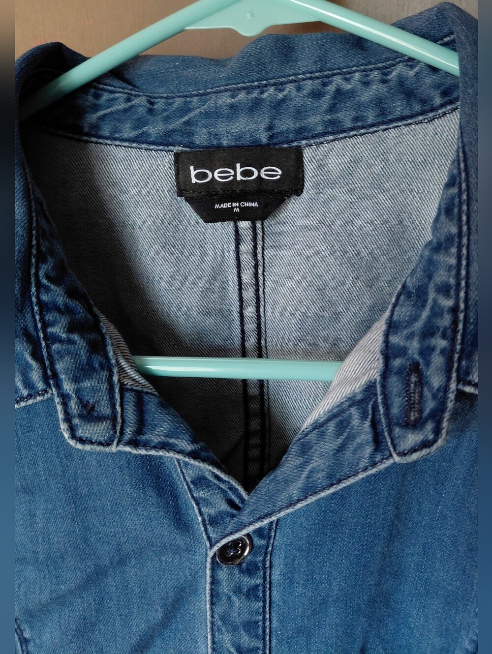bebe Blue Denim Shirt Dress - Picture 3 of 4